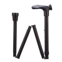 Folding walking stick comfort grip - black