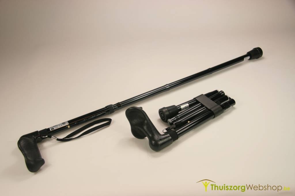 Foldable walking stick with anatomical handle 