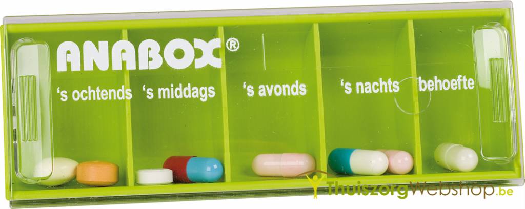 Pillendoosje voor 1 dag met 5 vakken