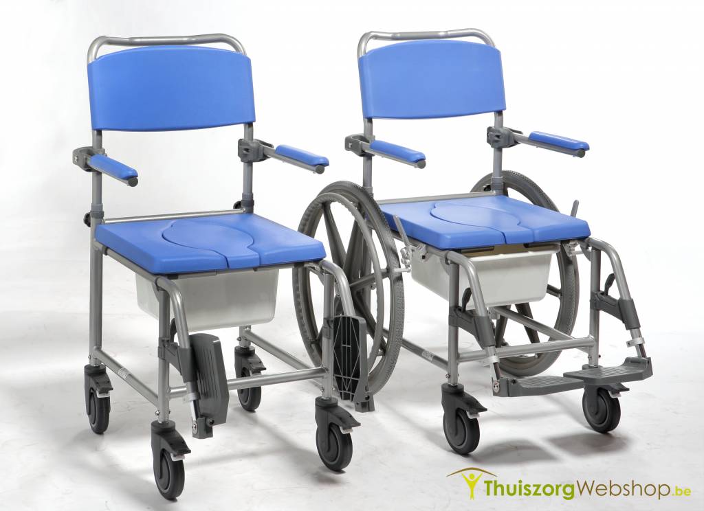 Shower/toilet chair with wheels