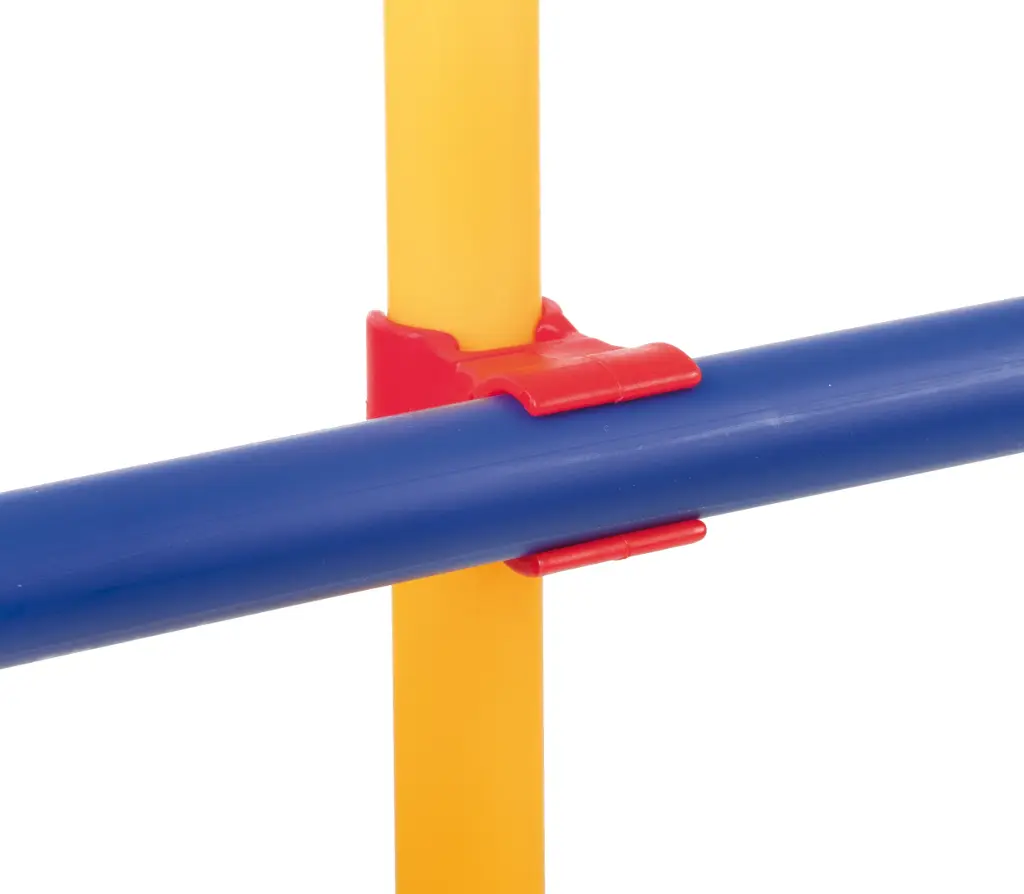 Mounting clip for gymnastics poles and hoops