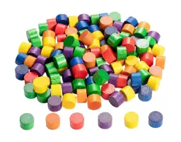 broches en bois de 18 mm Ø, 12 mm L, - 6 couleurs (100)