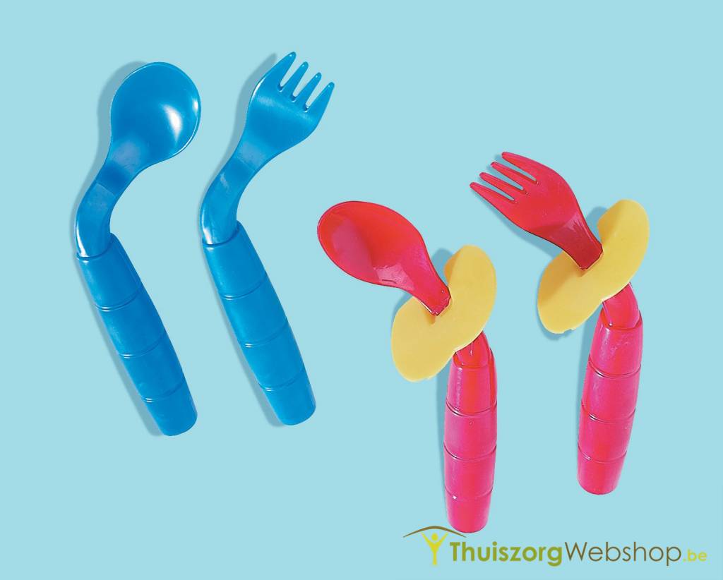 Gebogenes Kinderbesteck Easi Eaters (Löffel + Gabel)