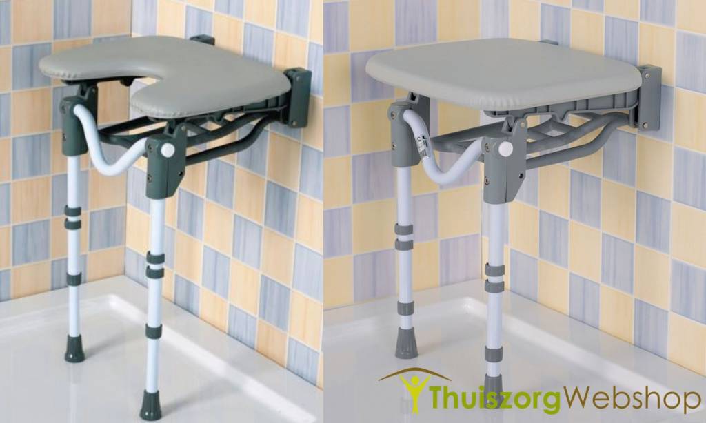 Shower seat with padded seat and floor support