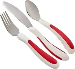 lot de 3 (fourchette, couteau et cuillère) Rouge Blanc