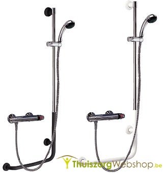 Wall bracket L-shape with shower head and connection hose