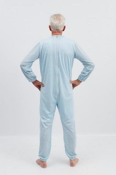 Blauwe winter pyjama met ritssluiting op de rug