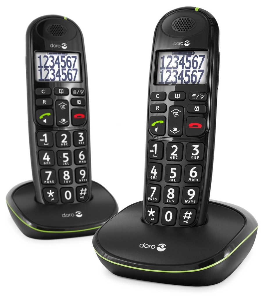 Draadloze seniorentelefoon met duidelijk scherm - 2 toestellen
