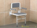 Shower seat wall with arm and foot rest 