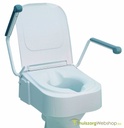 Surélévation de toilettes réglable en hauteur avec accoudoirs