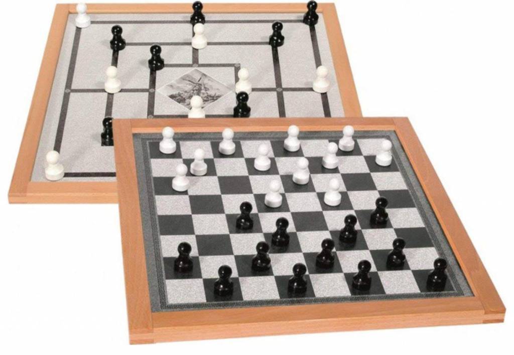 Enlarged checkers game with pawns - magnetic