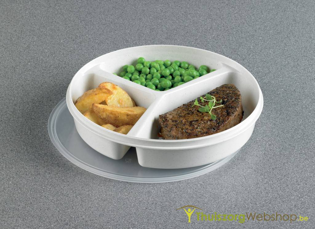 Assiette avec 3 compartiments + couvercle