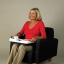 Non-slip tray with bean bag cushion at the bottom