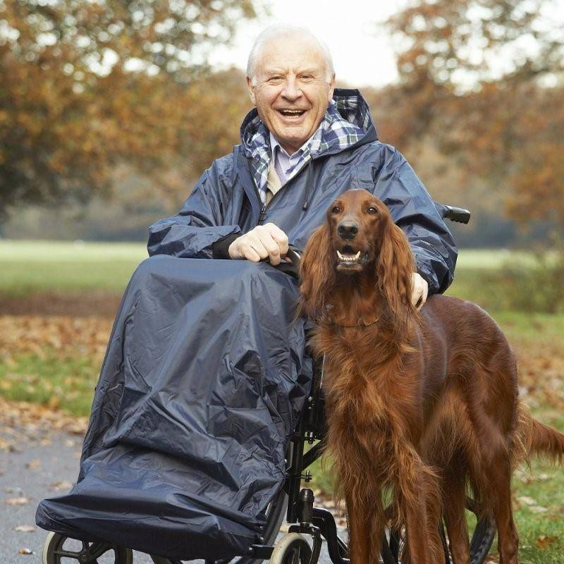 Volledige regenponcho met mouwen voor rolstoelgebruik