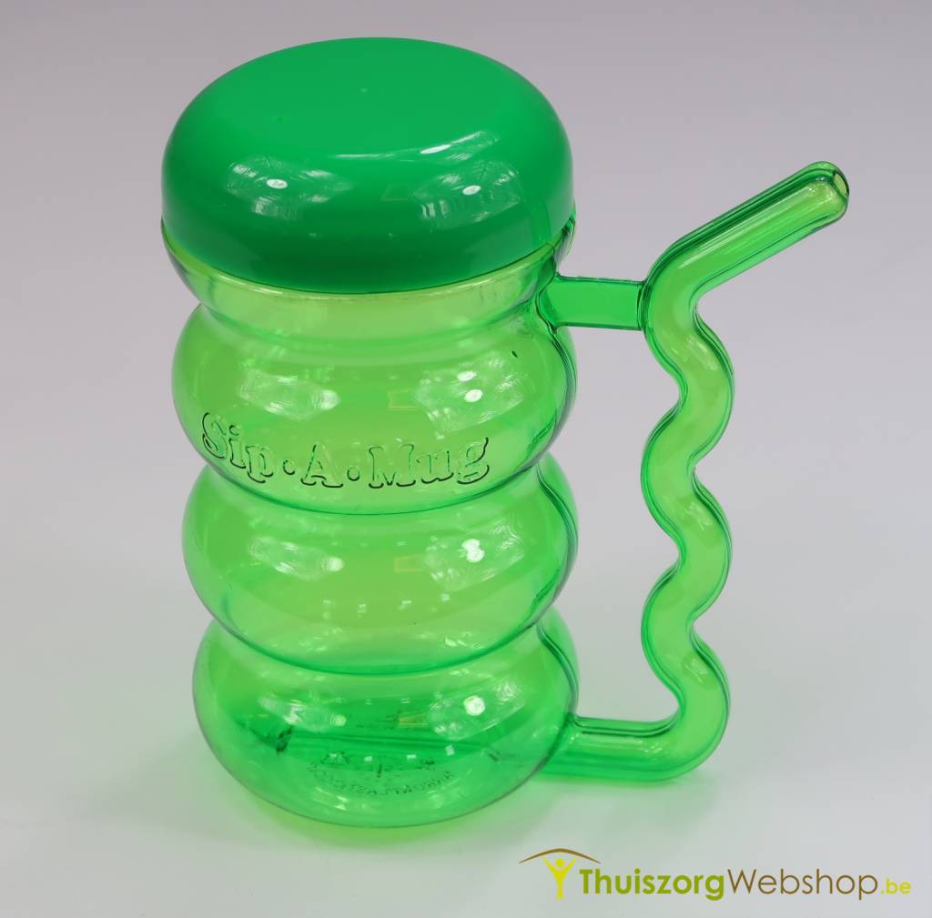 Children's cup with straw built into the handle