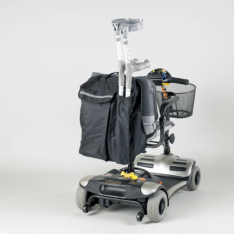 Opbergtas voor achteraan de scooter of rolstoel met wandelstokzakje