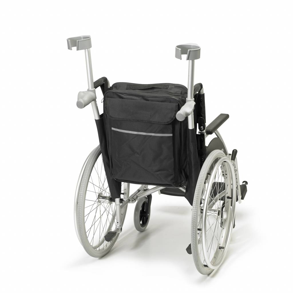 Opbergtas voor achteraan de rolstoel met wandelstokzakjes