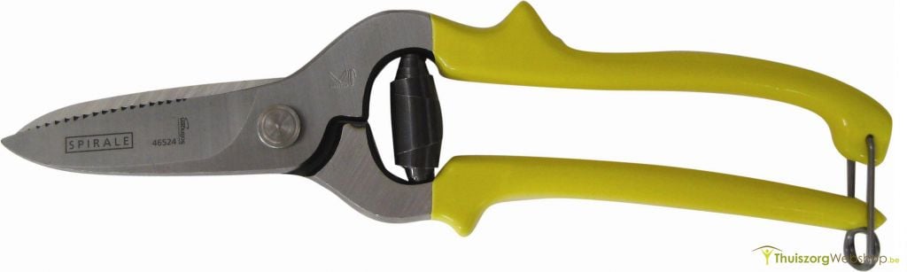 Heavy duty self-opening scissors for thermoplastics