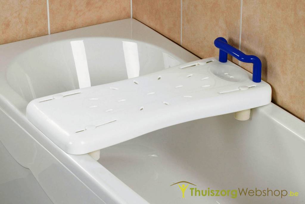  Verstellbares Badewannenbrett mit blauem Griff