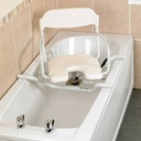 Rotating bath seat with recess