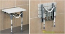 Shower seat with wall mounting and floor support