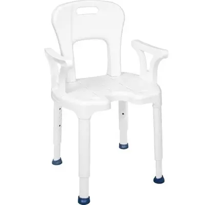 AIO shower chair with armrests and backrest