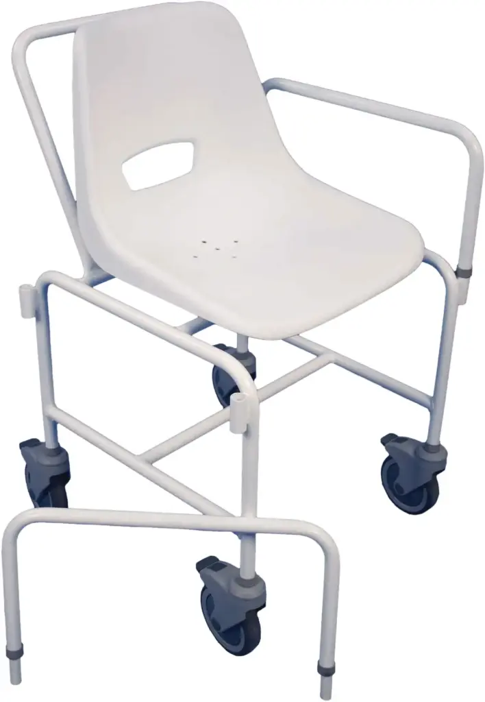 Shower chair with movable arm