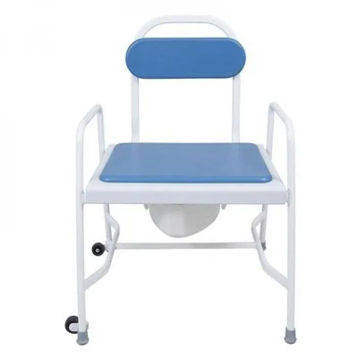 Height-adjustable XXL commode chair for heavy individuals