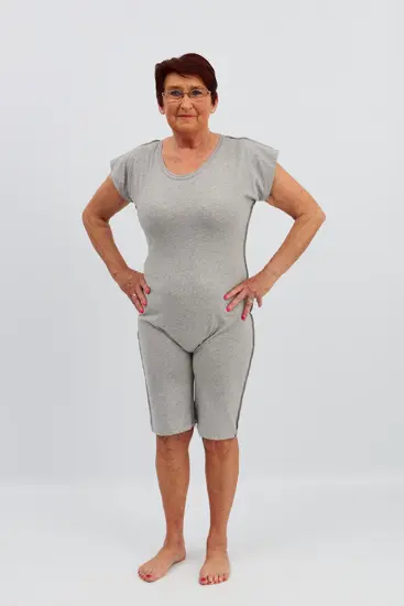Body with short legs and zipper closure at the back and between the legs