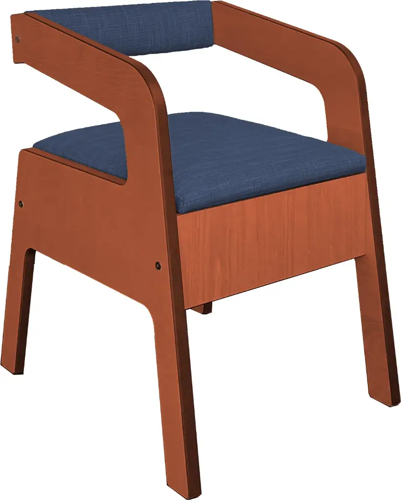 Luxury commode chair/seat Scandi - walnut/blue