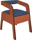 Luxury commode chair/seat Scandi - walnut/blue