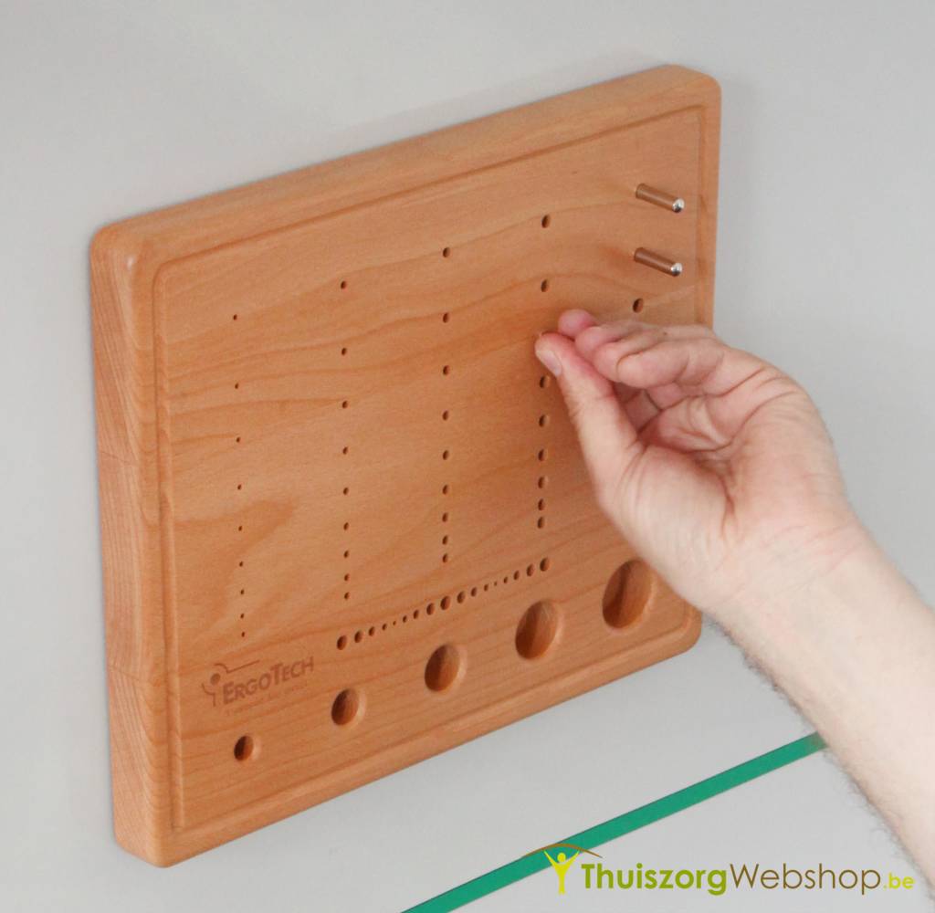 WorkPark accessories: wooden peg board with metal pegs and magnets at the bottom