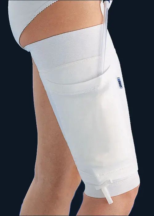 Urine bag holder for the upper leg