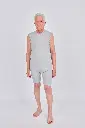 Grey sleeveless bodysuit, zipper closure at the back