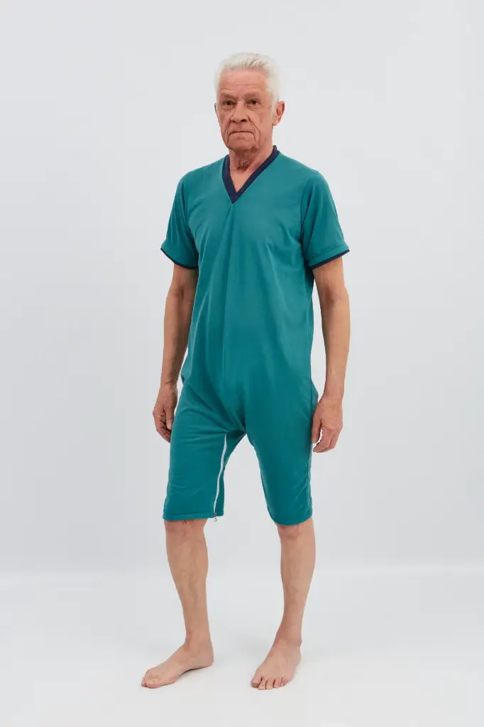 Green pajamas with zipper on the back and between the legs