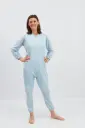 Sleepwear with extra reinforced seat area, zipper closure on the back and between the legs