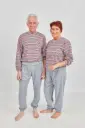 Sleepwear with zipper at the back, striped top with solid pants
