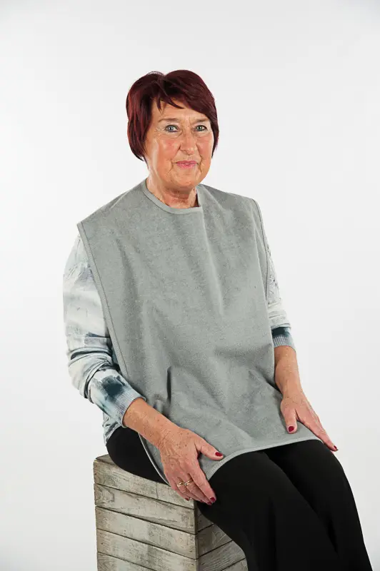 Bib in gray terry cloth