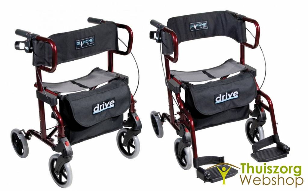 Plooibare rollator/rolstoel 2-in1