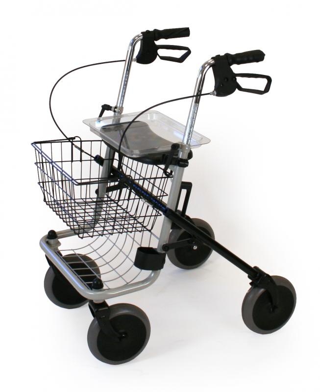 Déambulateur pliable à 4 roues et siège en gris