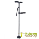 Foldable walking stick with stabilizer and light