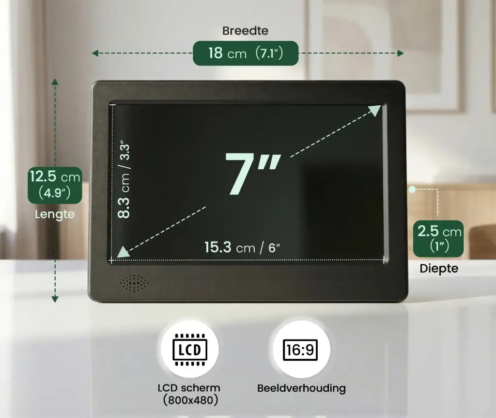 Klok voor slechtzienden en blinden – Dementieklok – Zwart – Grote Cijfers & Alarm – Voor Senioren - Nederlandstalig