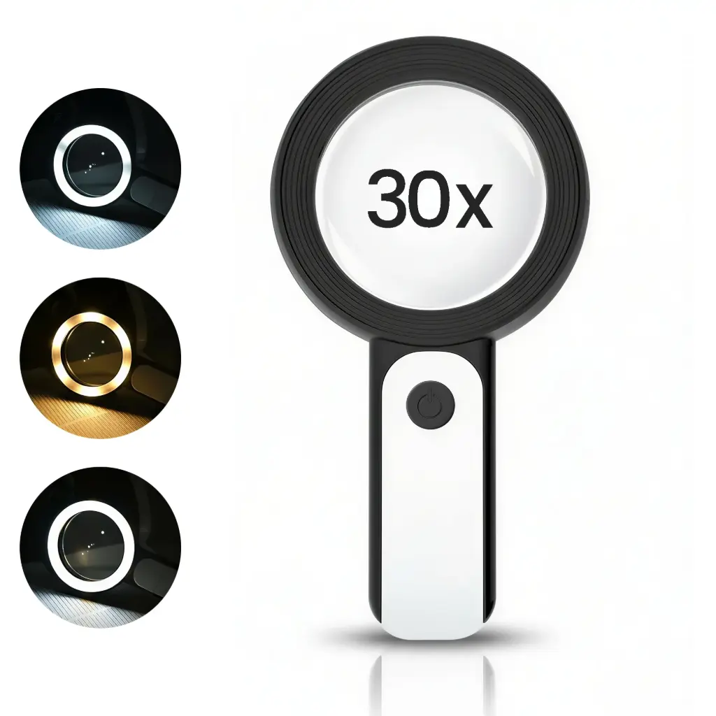 Vergrootglas met Verlichting - 30 x Zoom - LED Lamp - Rond