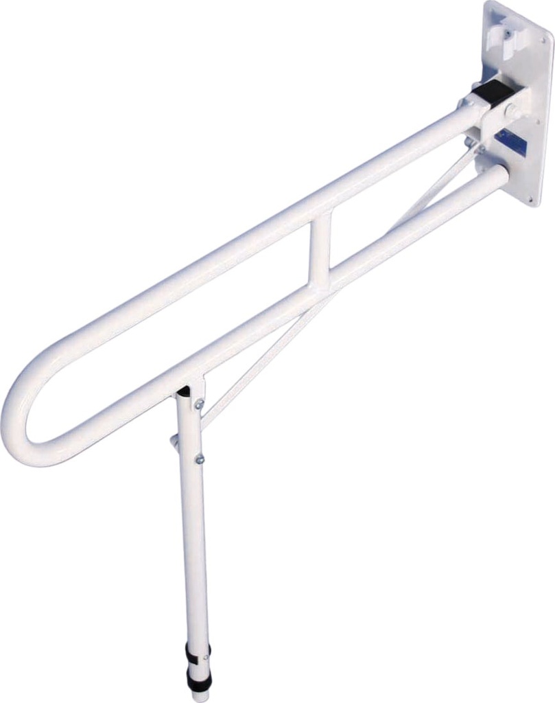 Fold-away toilet bracket with support leg