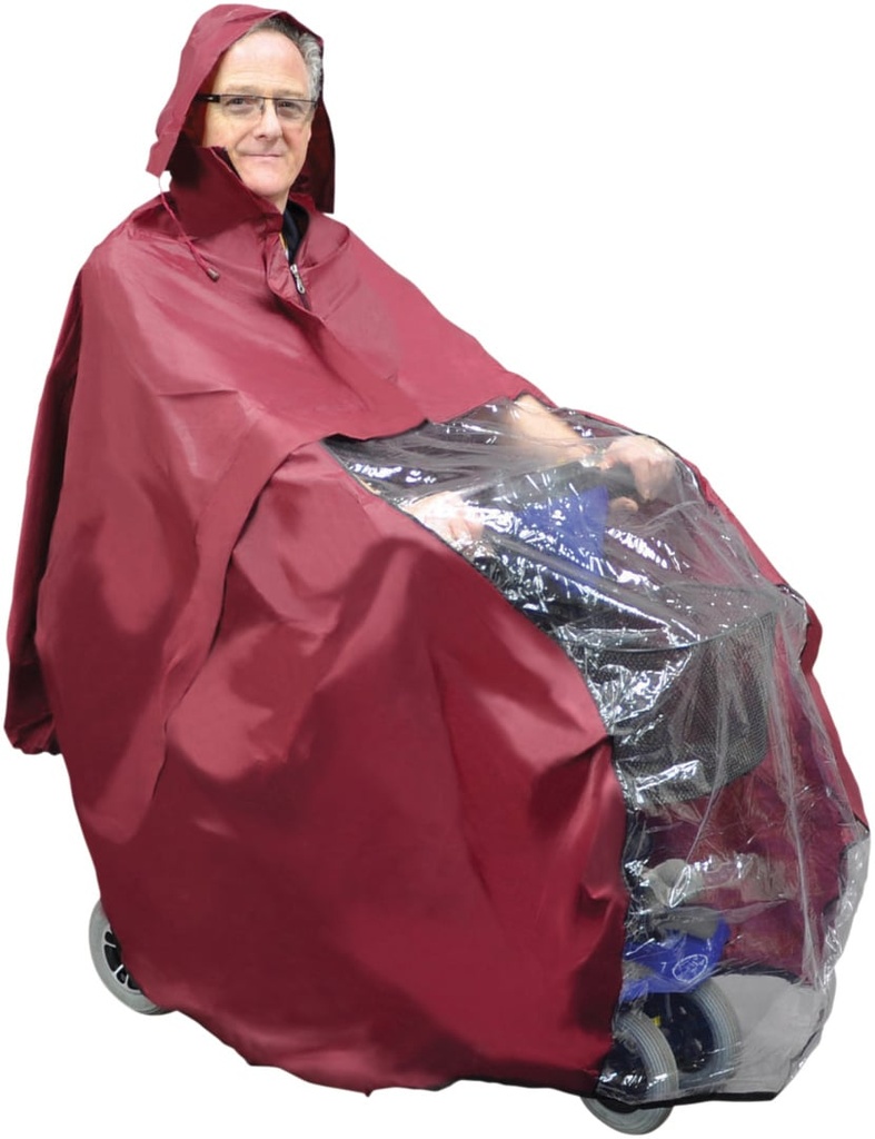 Complete rain poncho for scooter or wheelchair