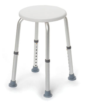 Tabouret de douche, réglable en hauteur, blanc