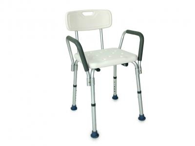 Chaise de douche réglable en hauteur avec accoudoirs amovibles