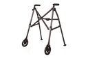 Foldable walking frame on wheels