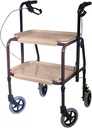 Height adjustable kitchen trolley with brakes