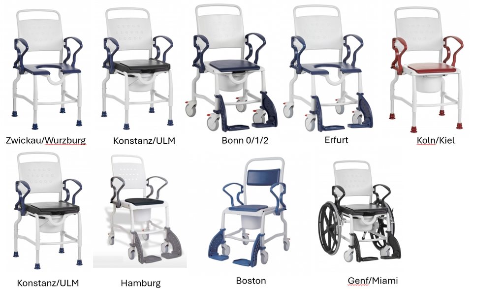 Chaise de douche multifonctionnelle sans roulettes - choisissez vos options